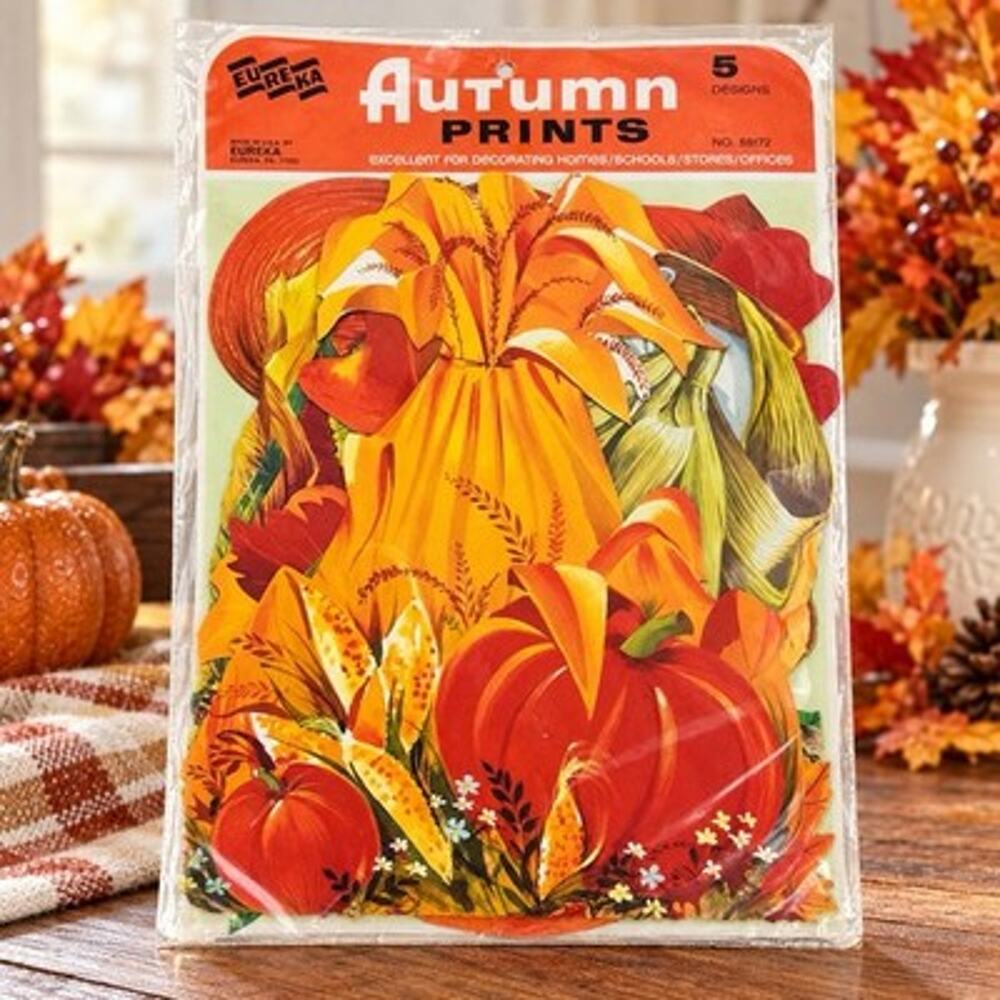 Vintage Eureka 5 Autumn Decorations Die Cut Fall Thanksgiving USA No 88068